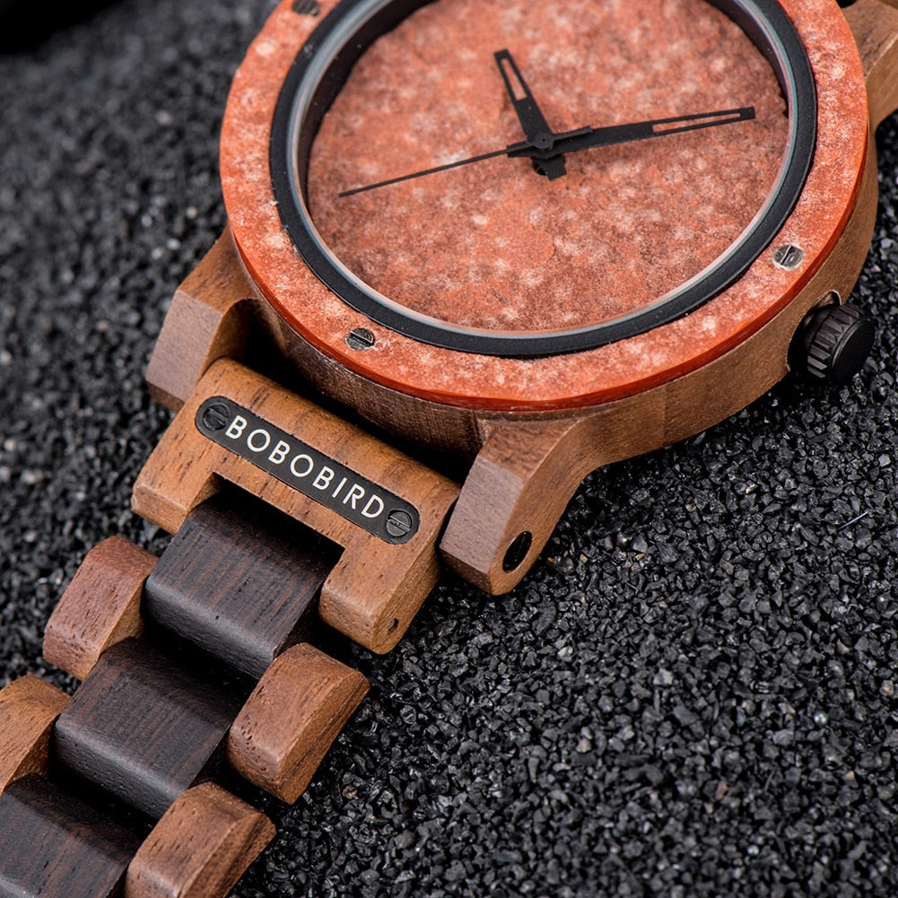 Marble dial Wood Watch