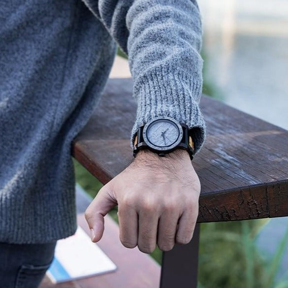 Marble dial Wood Watch