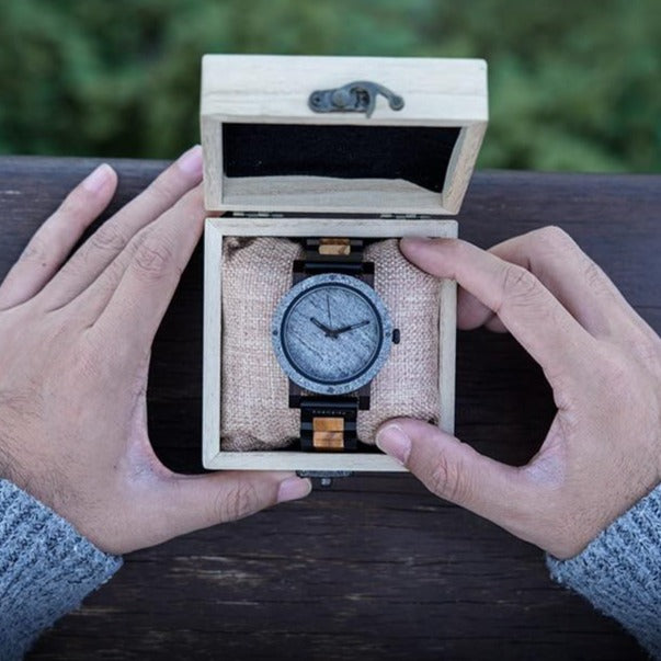 Marble dial Wood Watch