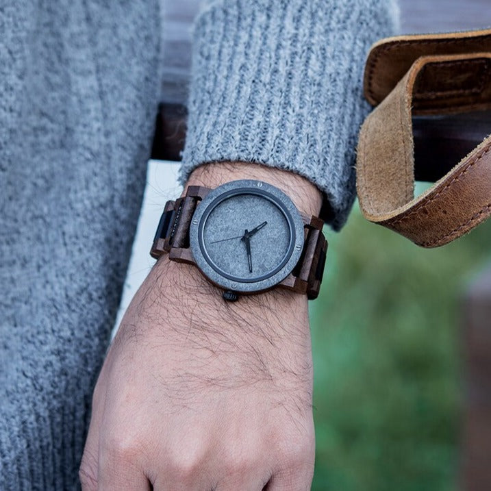 Marble dial Wood Watch