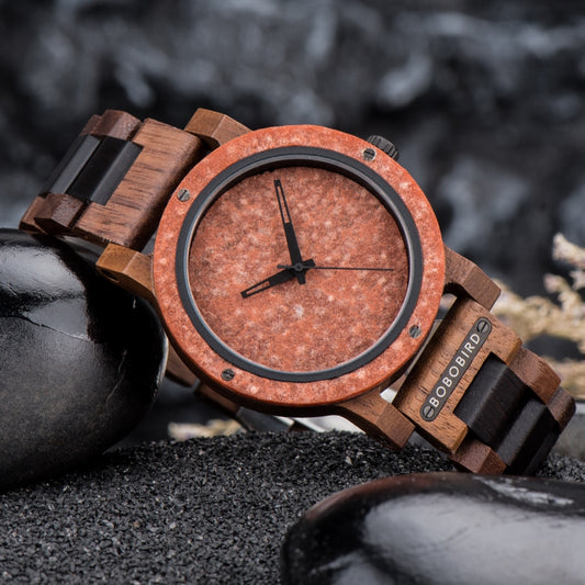 Marble dial Wood Watch