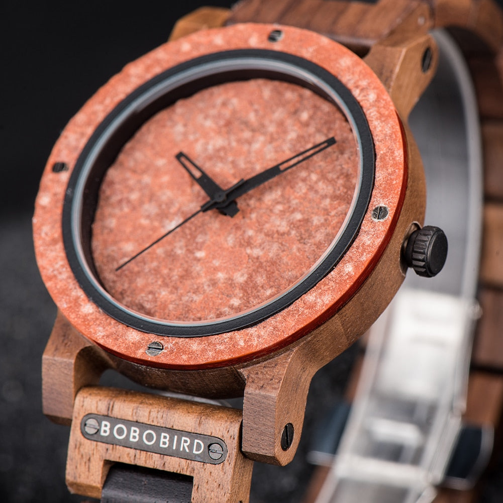 Marble dial Wood Watch
