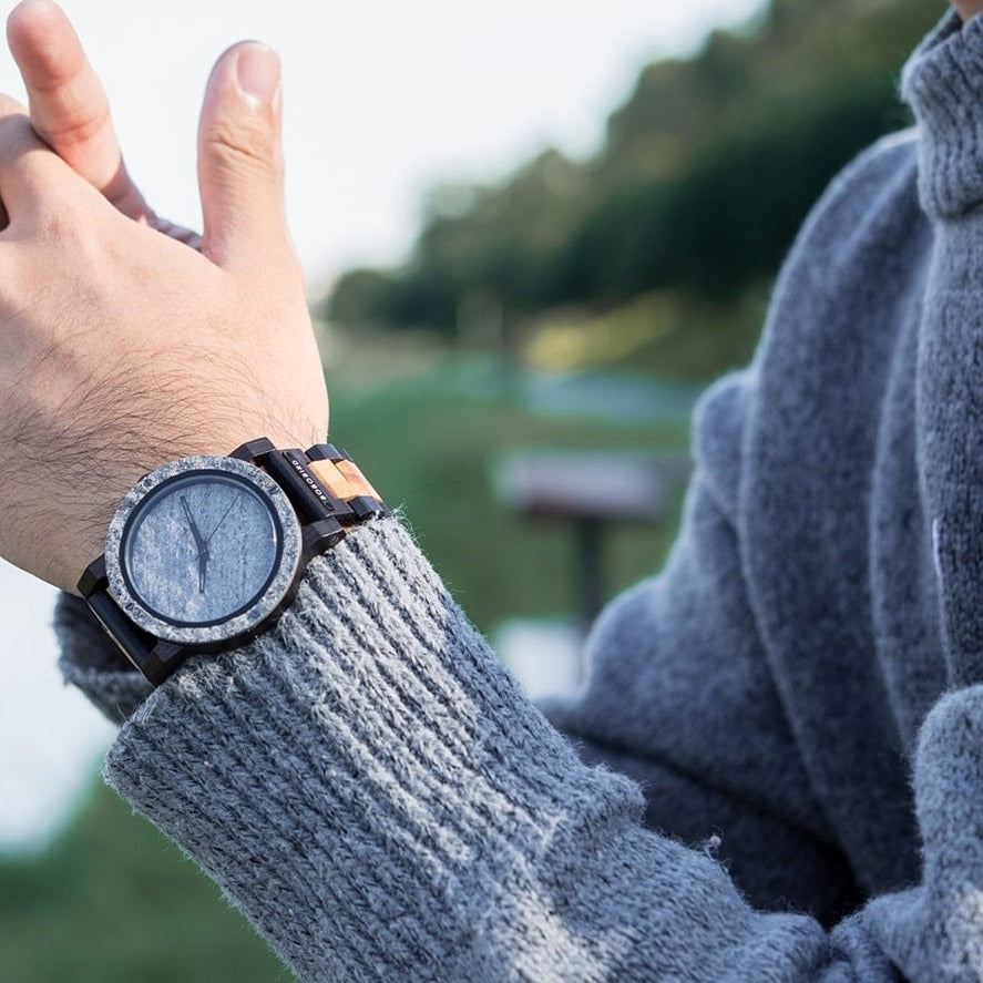 Marble dial Wood Watch